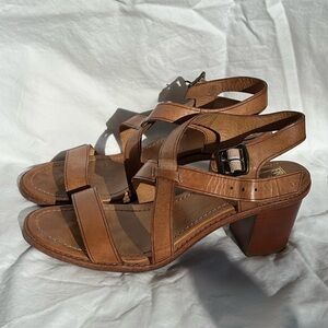 Frye Tan Strappy Leather Heeled Sandals